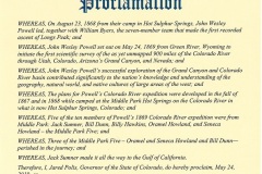 John Wesley Powell, Proclamation - Historic Hot Sulphur Springs